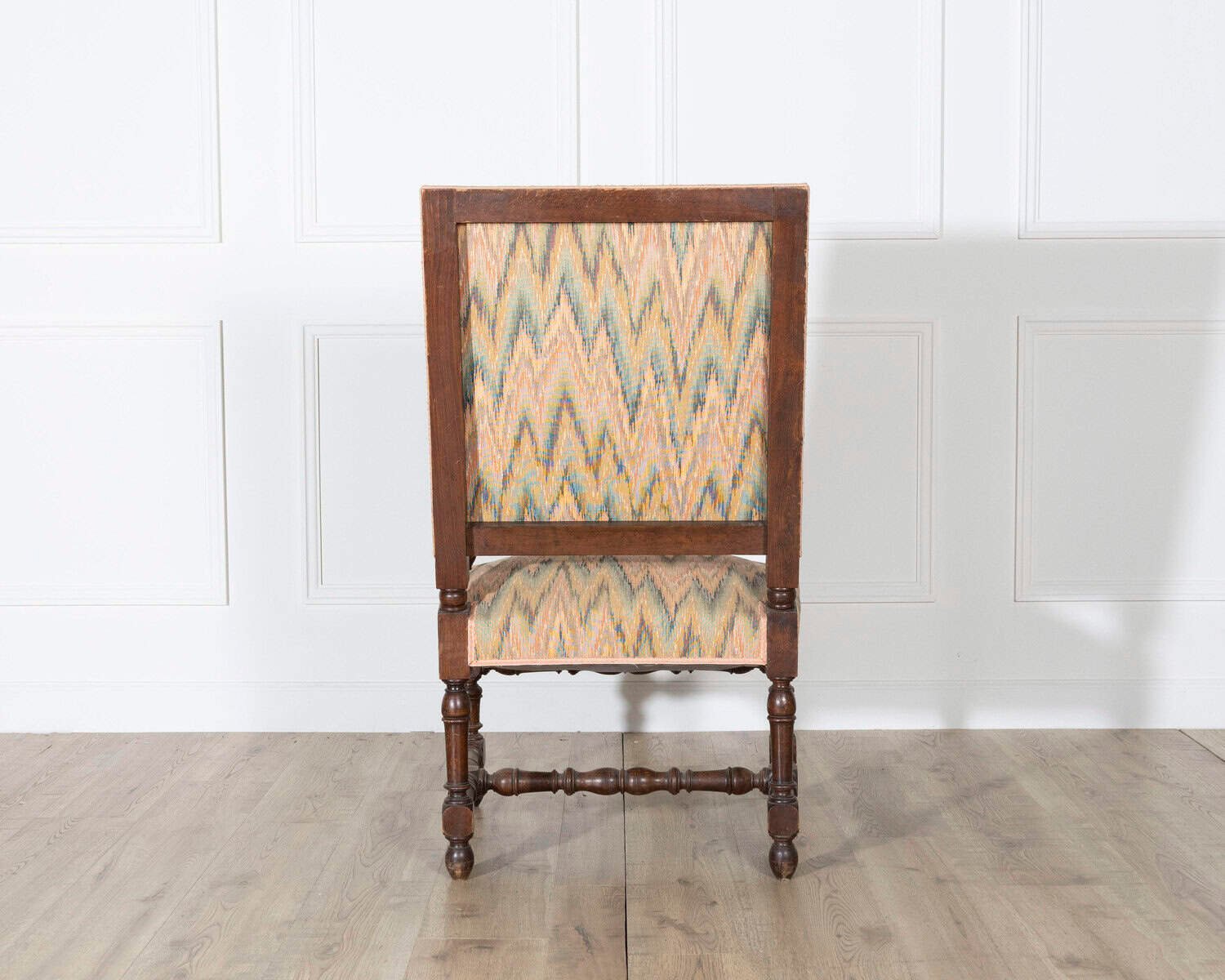 Pair of Louis XIII Style Oak Armchairs with Upholstered Backs and Seats - JAA