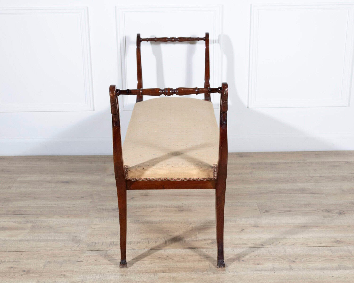 Neapolitan Empire Bench in Solid Mahogany with Swan Motifs, 19th Century - JAA