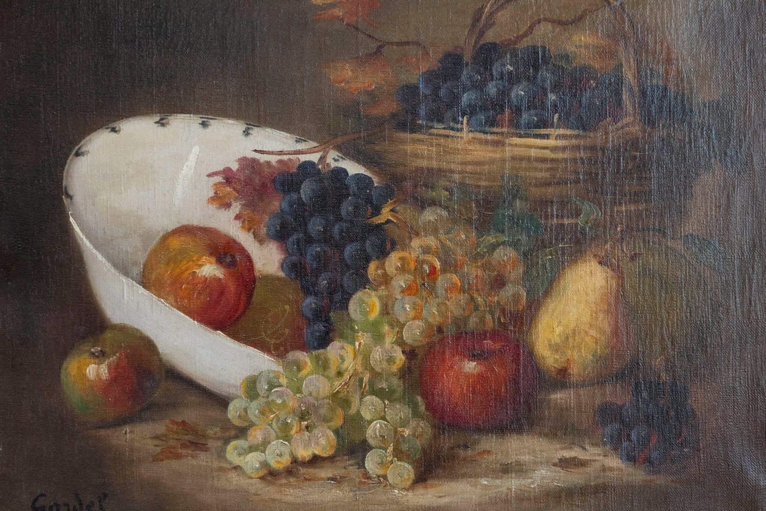 French 19th Century Oil on Canvas Framed Still-Life Painting Depicting Fruits - JAA