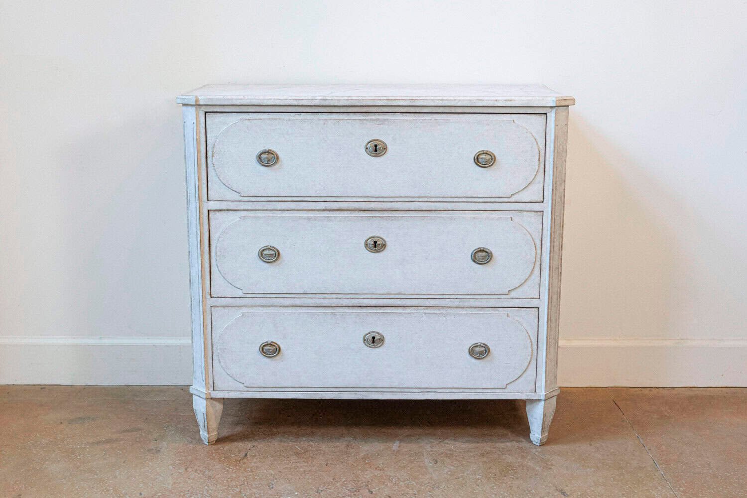 Swedish Gustavian Style 19th Century Three-Drawer Chest with Marbleized Top - JAA