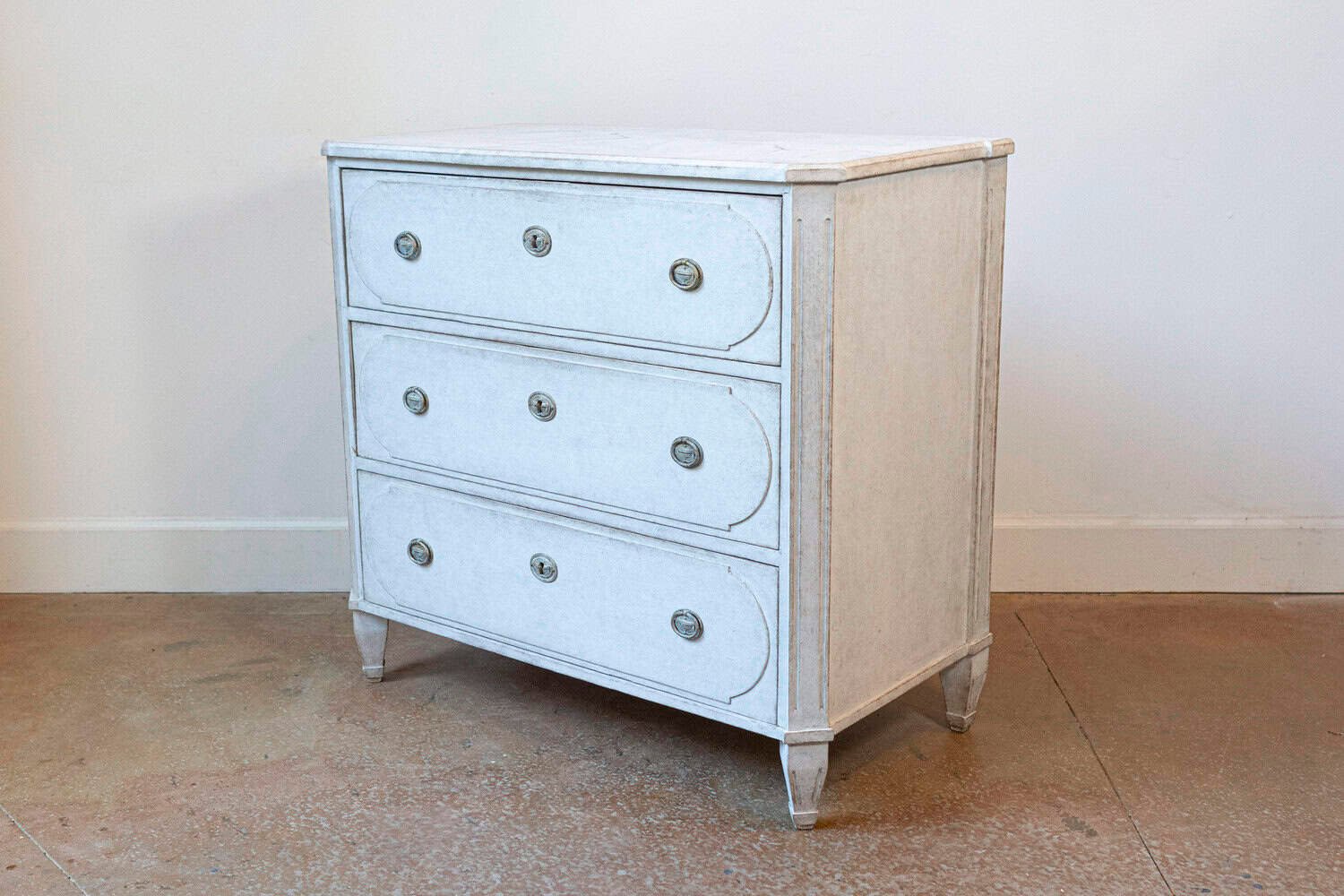 Swedish Gustavian Style 19th Century Three-Drawer Chest with Marbleized Top - JAA