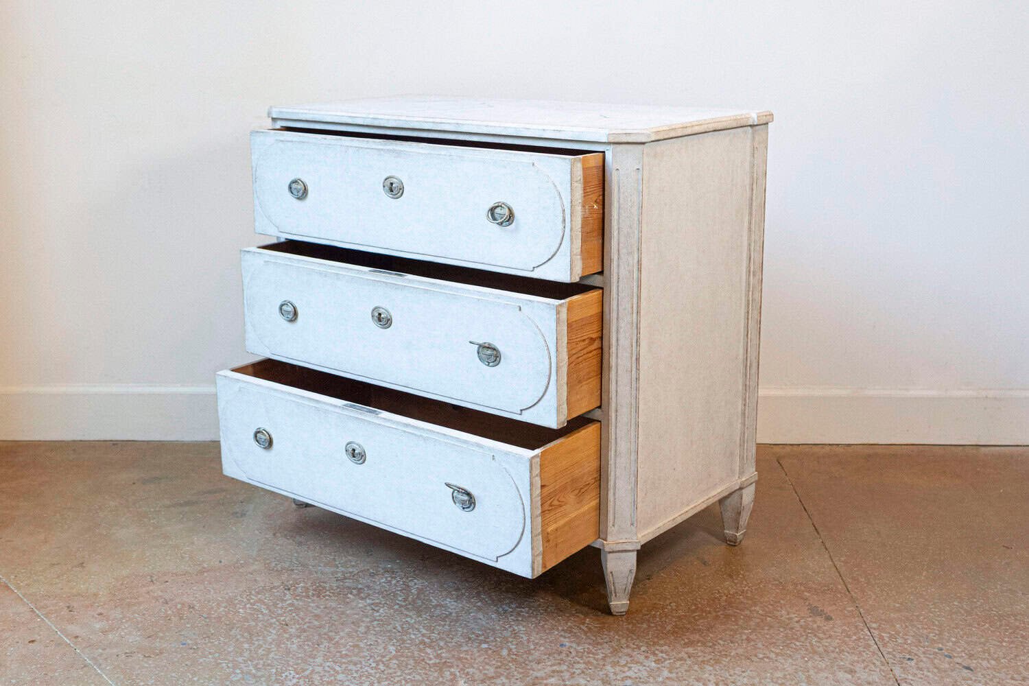 Swedish Gustavian Style 19th Century Three-Drawer Chest with Marbleized Top - JAA