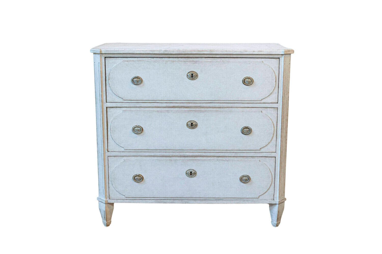 Swedish Gustavian Style 19th Century Three-Drawer Chest with Marbleized Top