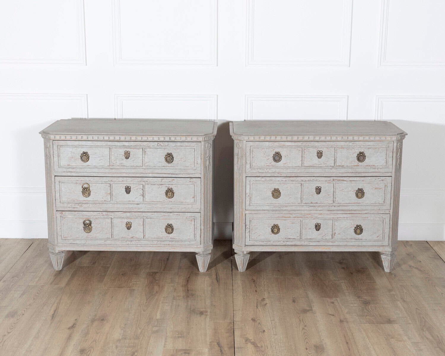Pair of 19th Century Swedish Gustavian Painted Chests of Drawers - JAA