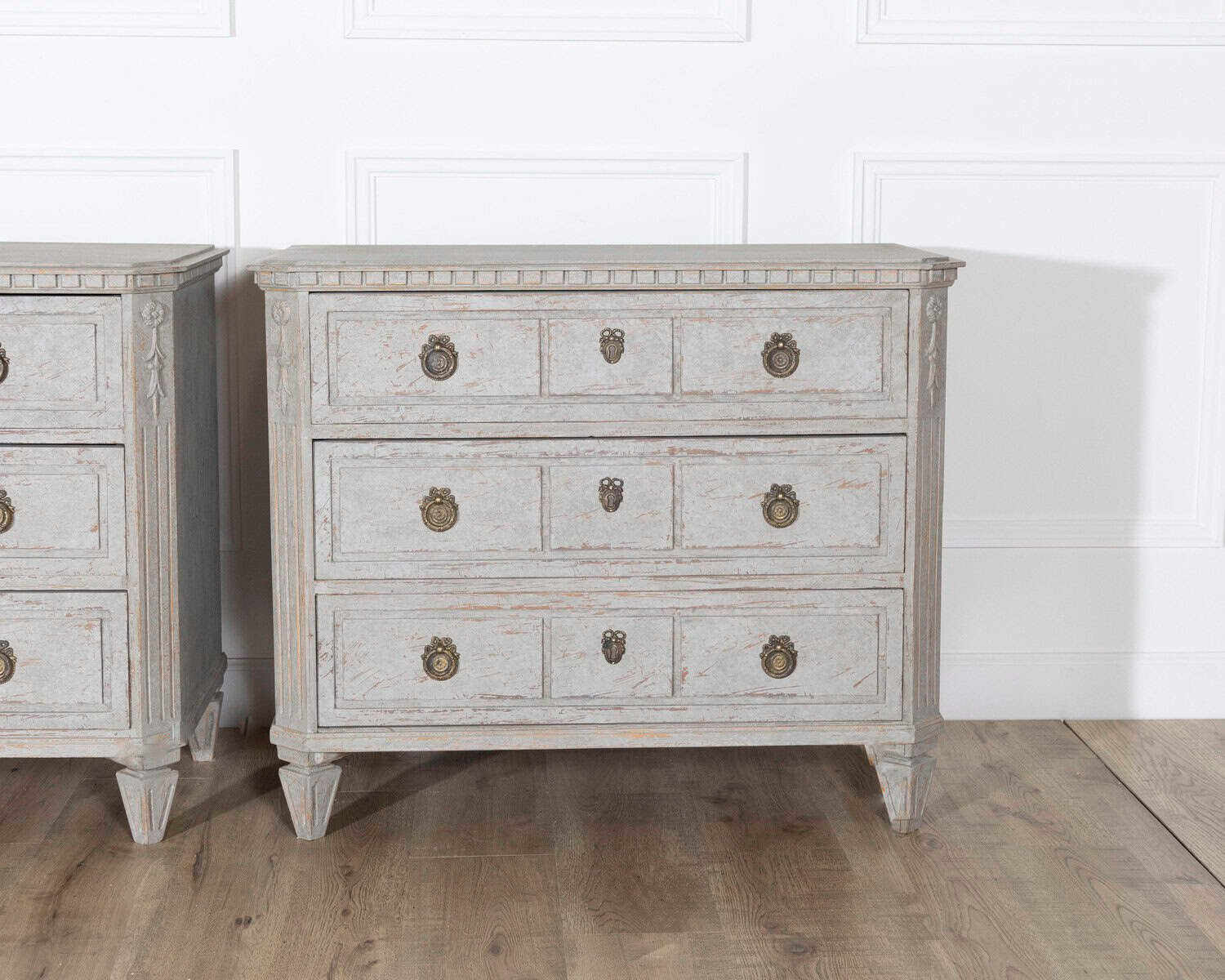 Pair of 19th Century Swedish Gustavian Painted Chests of Drawers - JAA