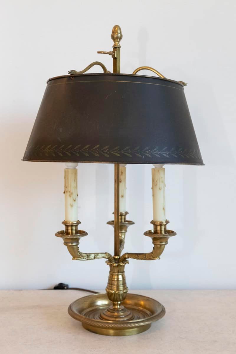 20th Century French Bouillotte Lamp with Black Tôle Shade - JAA