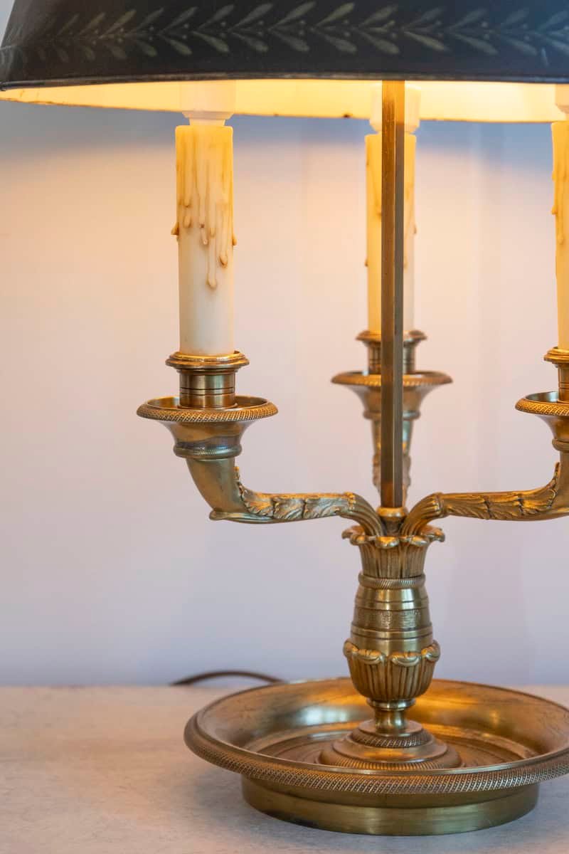 20th Century French Bouillotte Lamp with Black Tôle Shade - JAA