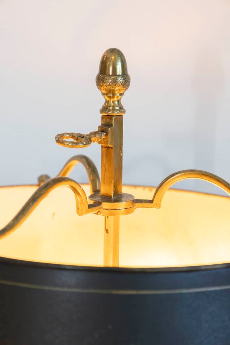 20th Century French Bouillotte Lamp with Black Tôle Shade - JAA