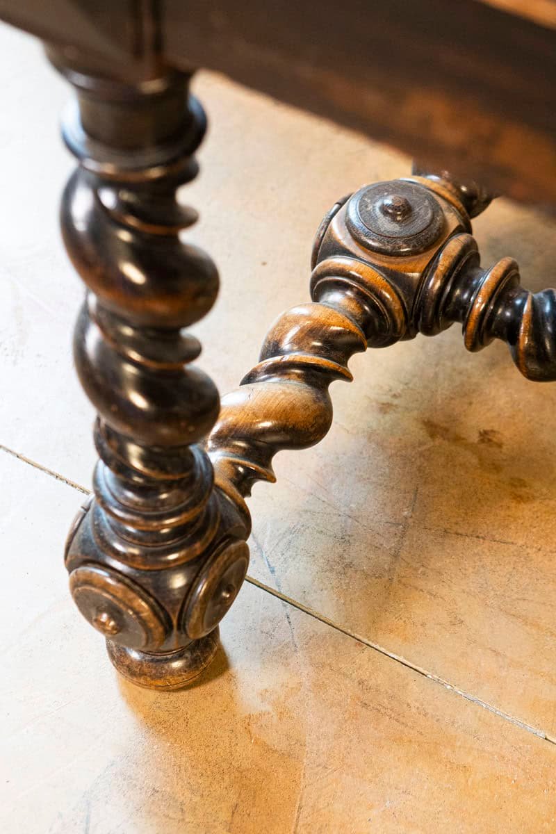 17th Century French Louis XIII Period Walnut Side Table with Barley-Twist Base - JAA
