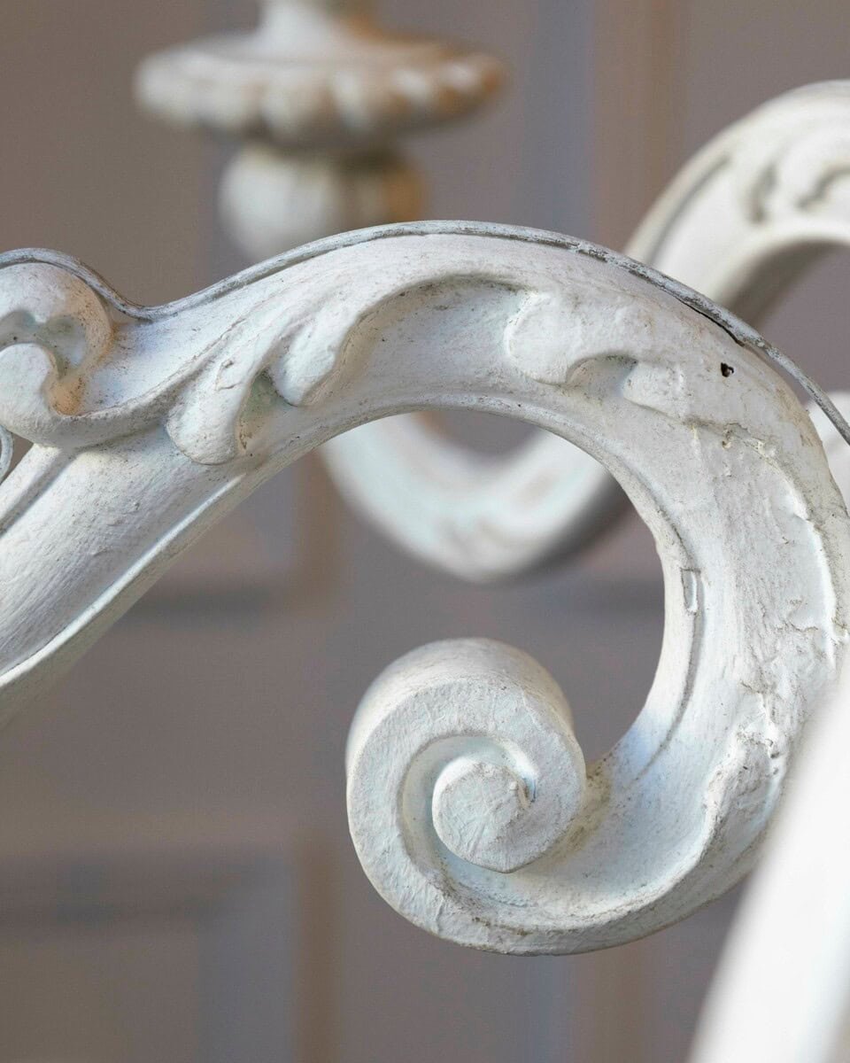 20th-Century Italian Painted Wood Chandelier with Carved Scroll Arms - JAA