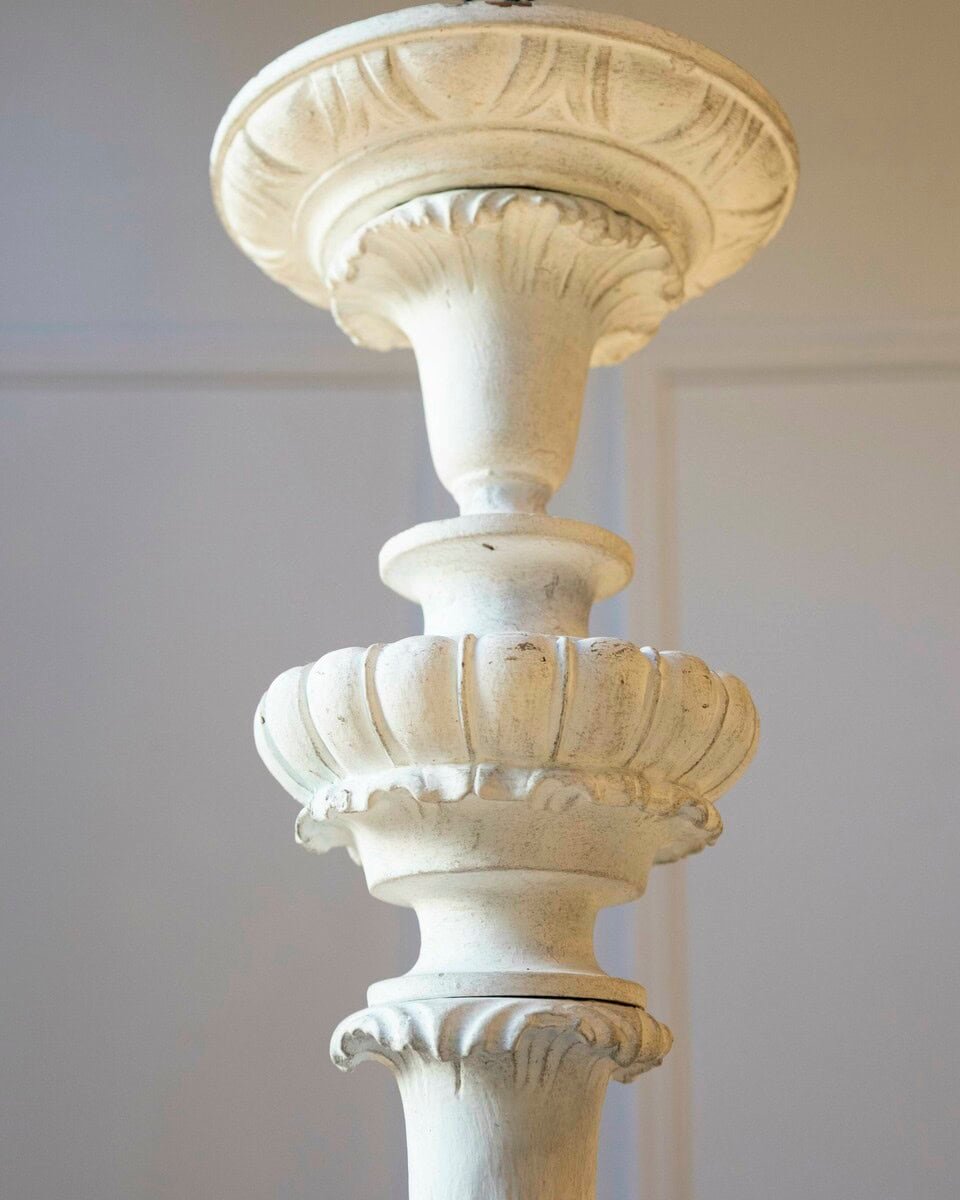 20th-Century Italian Painted Wood Chandelier with Carved Scroll Arms - JAA