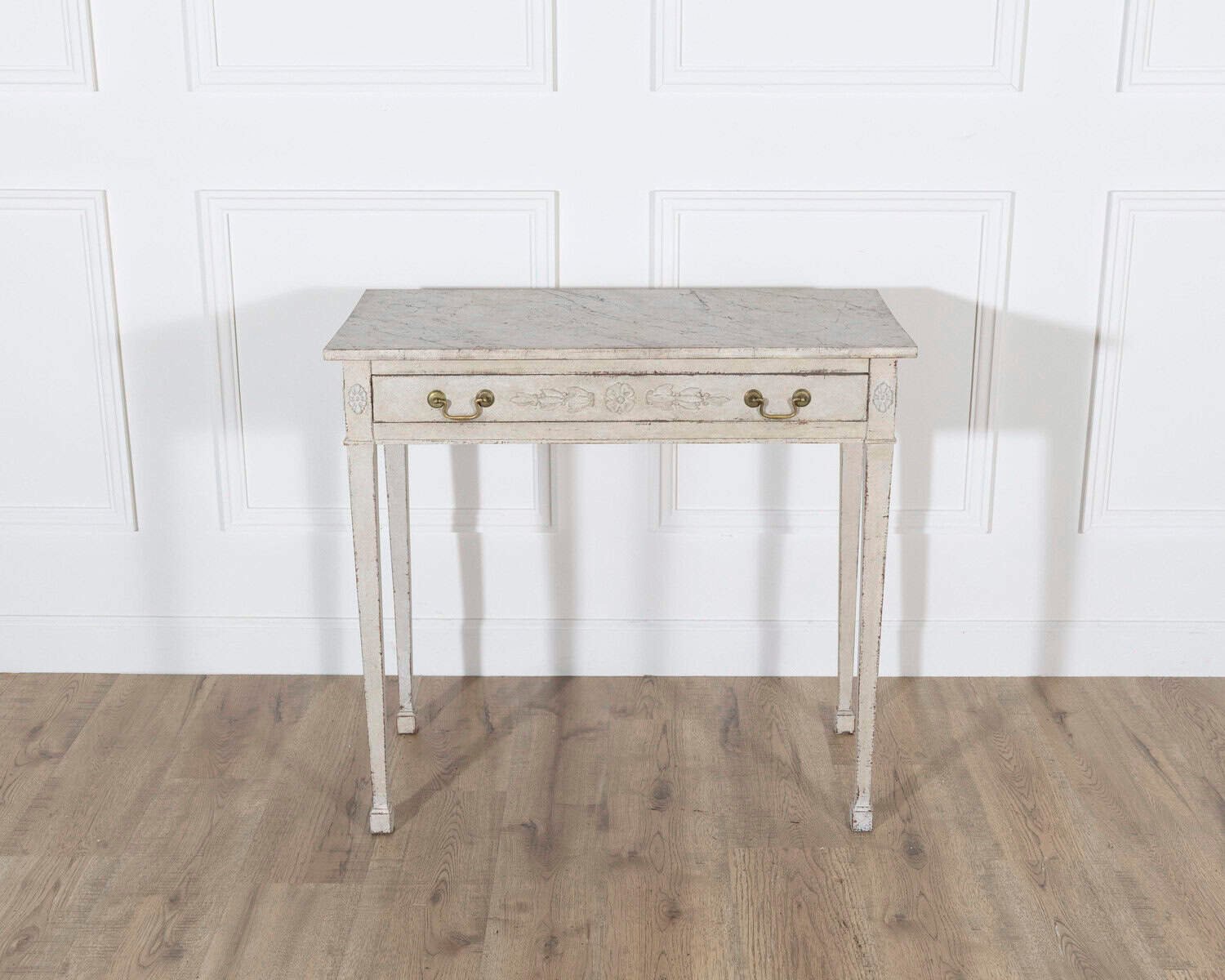 Danish Neoclassical Painted Console Table with Marbled Top, Circa 1820 - JAA