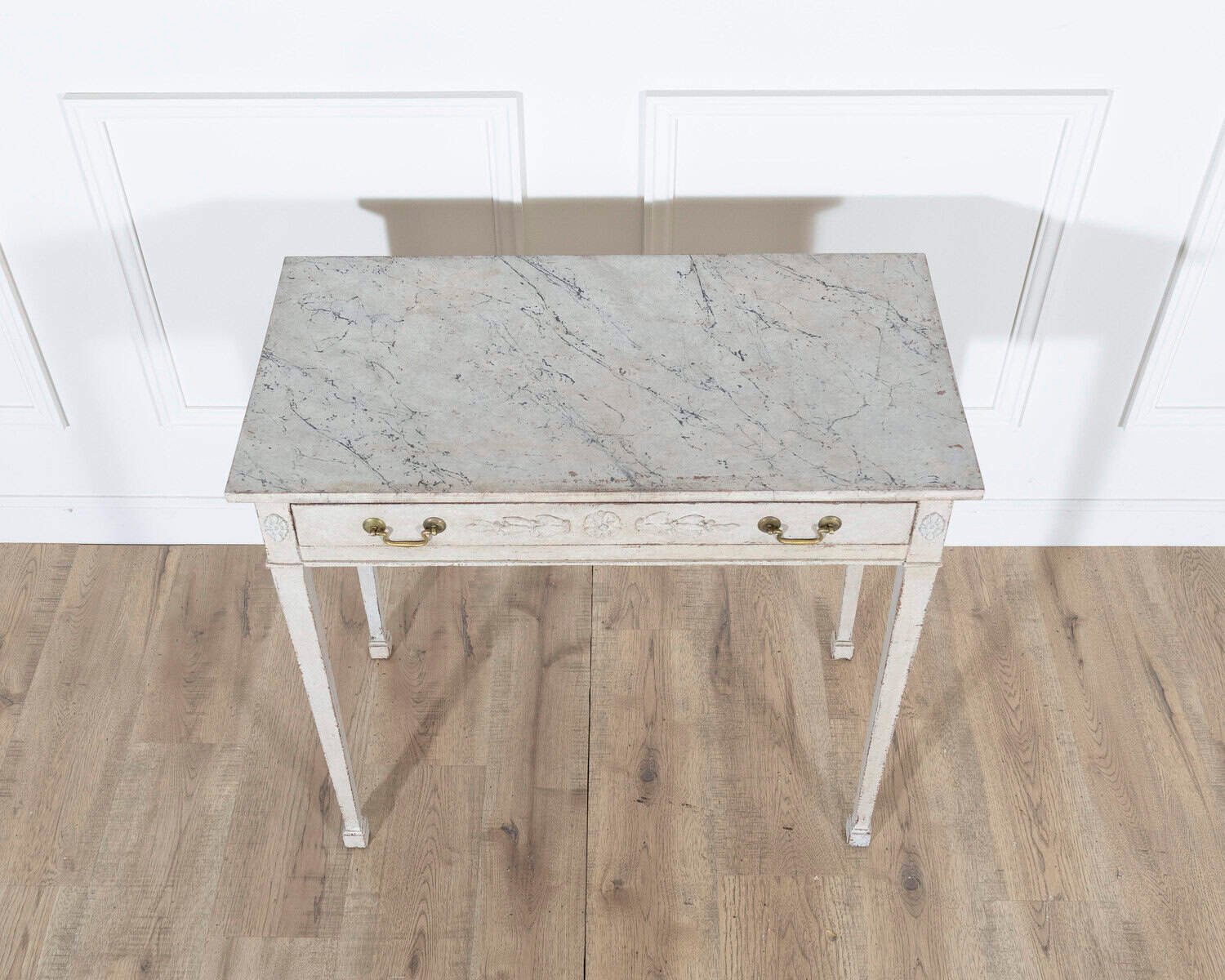 Danish Neoclassical Painted Console Table with Marbled Top, Circa 1820 - JAA