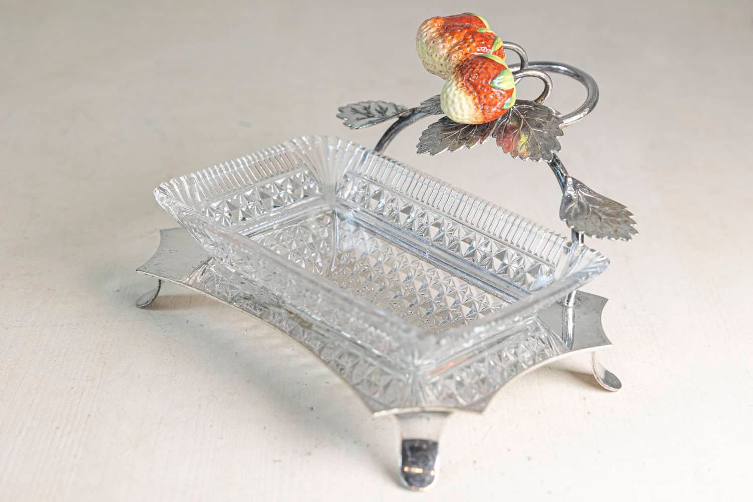 French 20th Century Silver and Cut Glass Serving Dish - JAA