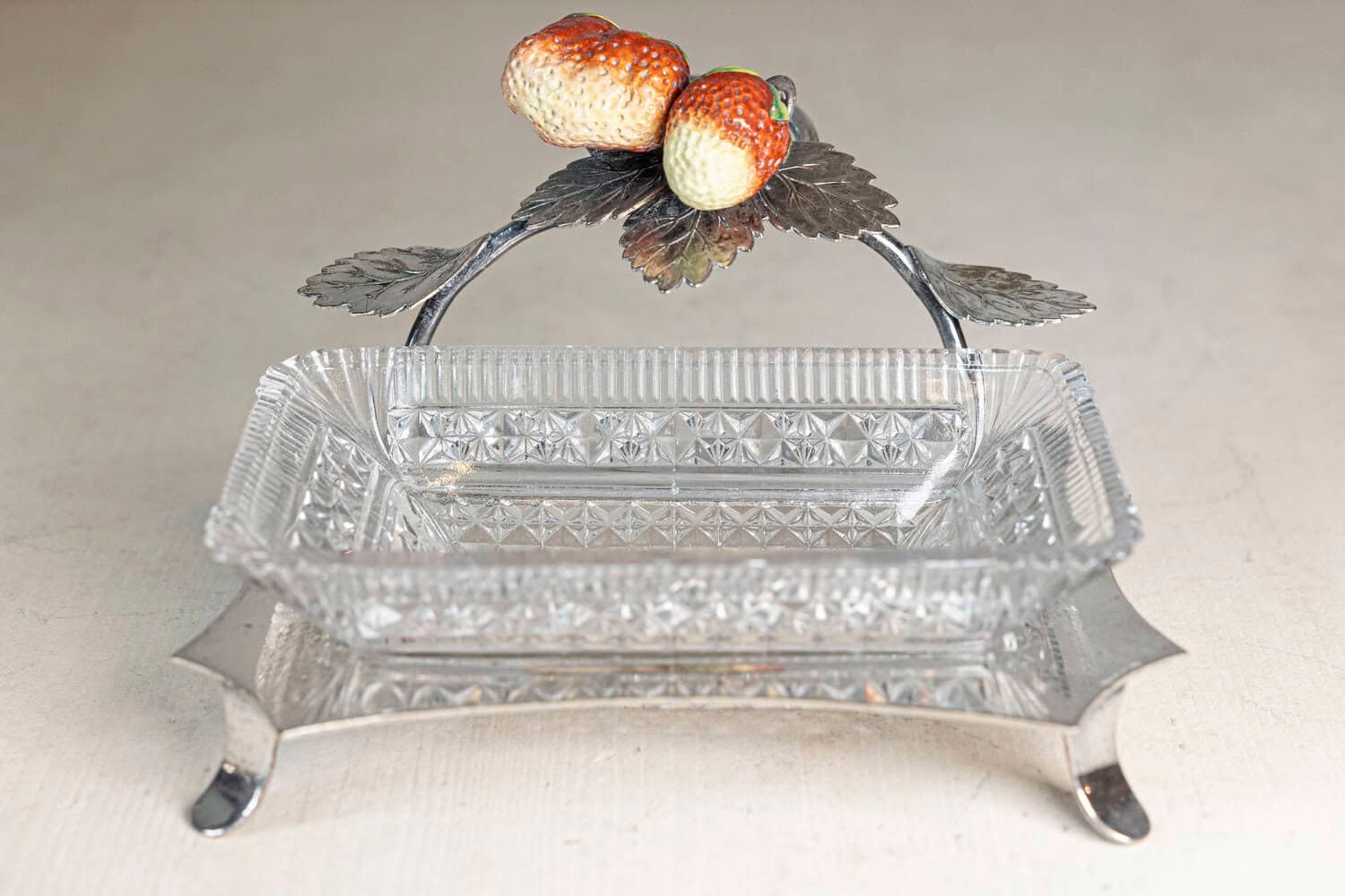 French 20th Century Silver and Cut Glass Serving Dish - JAA