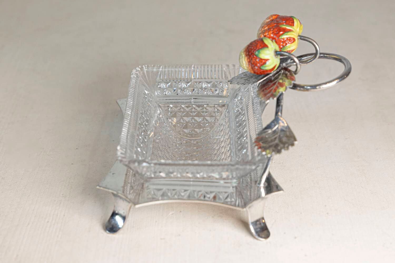 French 20th Century Silver and Cut Glass Serving Dish - JAA