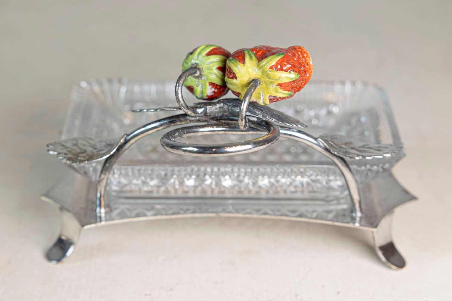 French 20th Century Silver and Cut Glass Serving Dish - JAA