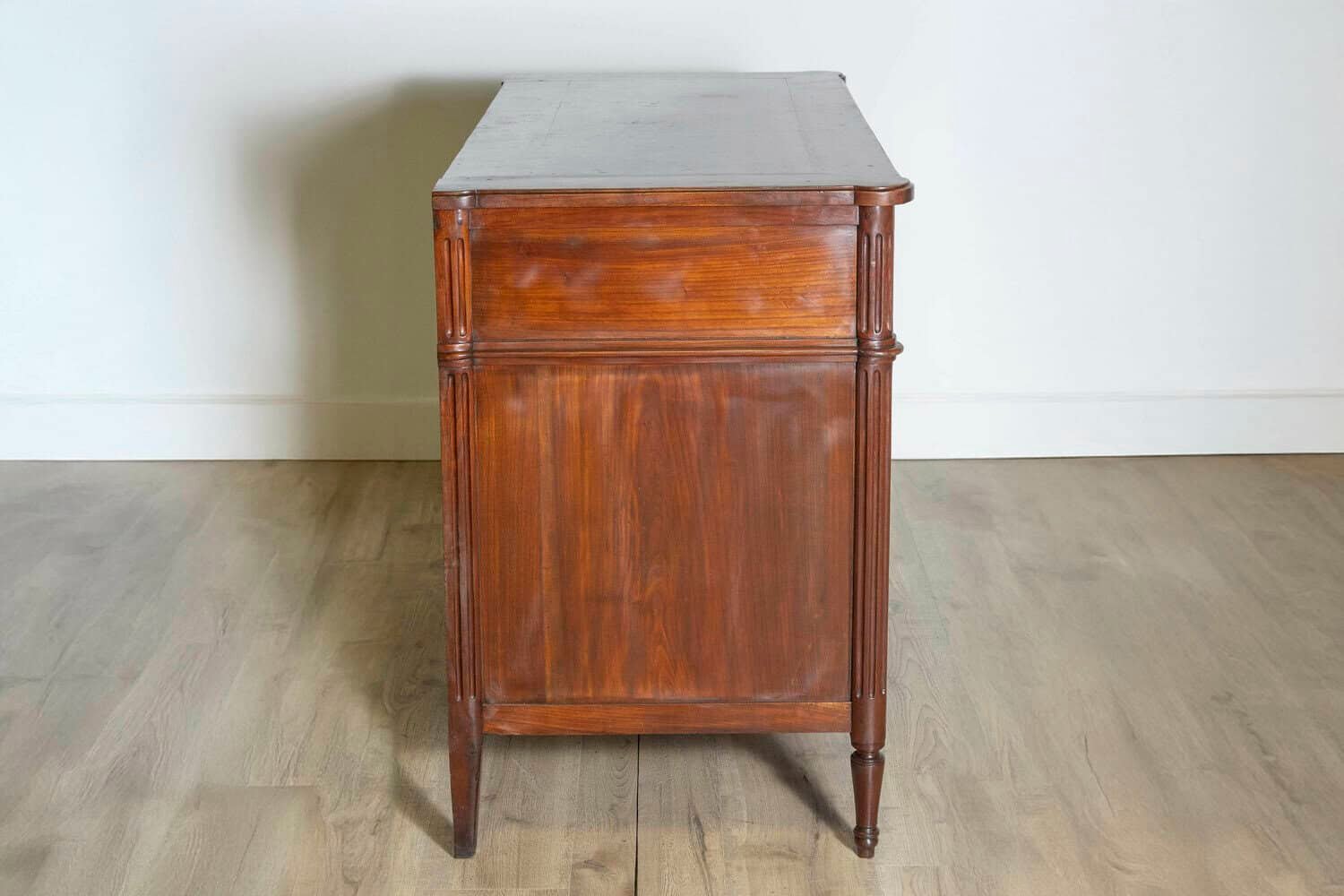 French Louis XVI Style 19th Century Cherry Three-Drawer Commode with Fluting - JAA