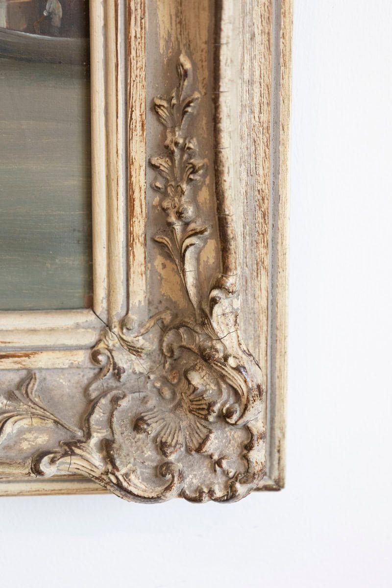 English 19th Century Oil Painting Depicting a Venetian Scene in Carved Frame - JAA