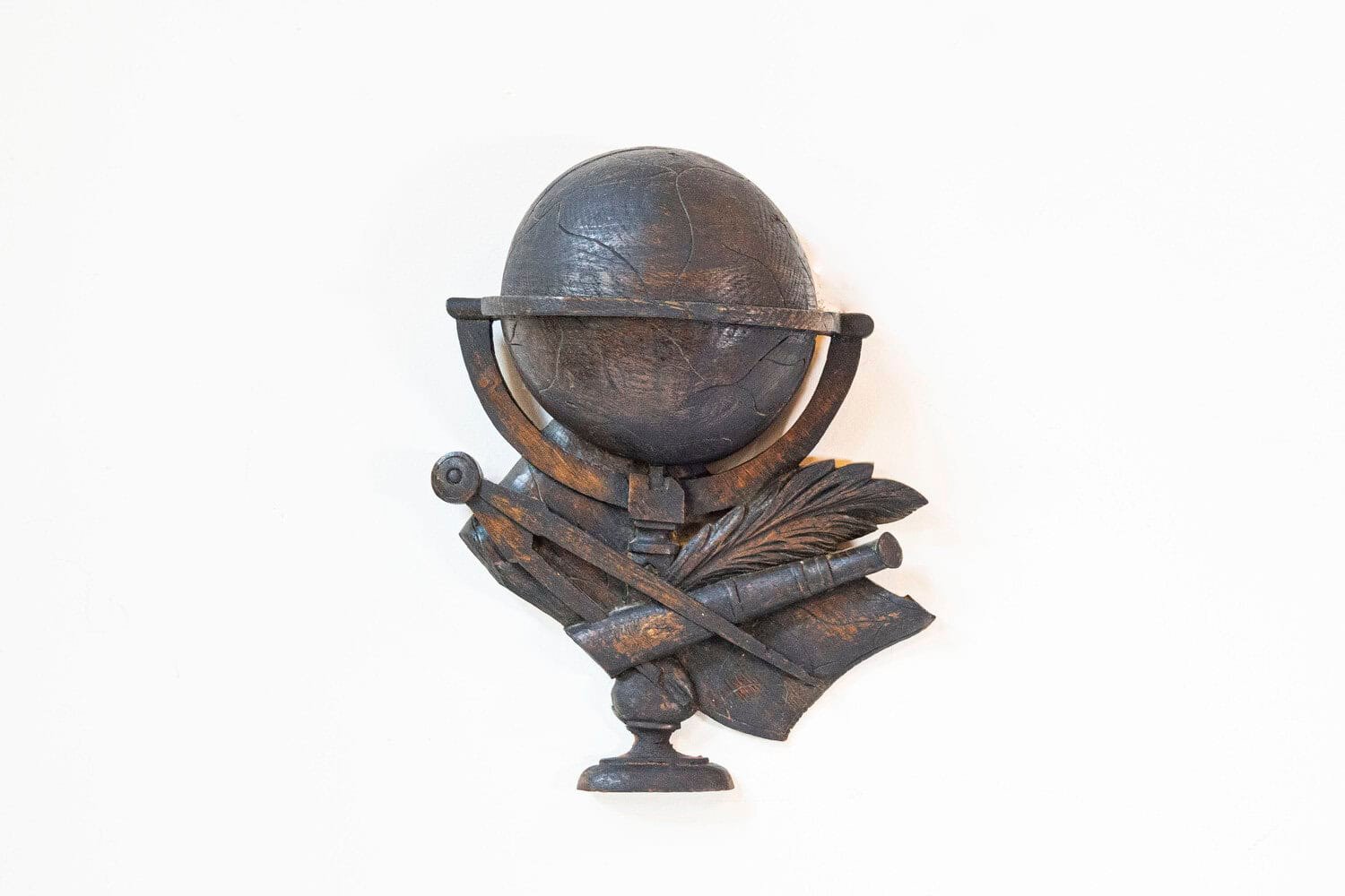 19th Century French Carved Oak Wall Fragment Depicting Scientific Instruments - JAA