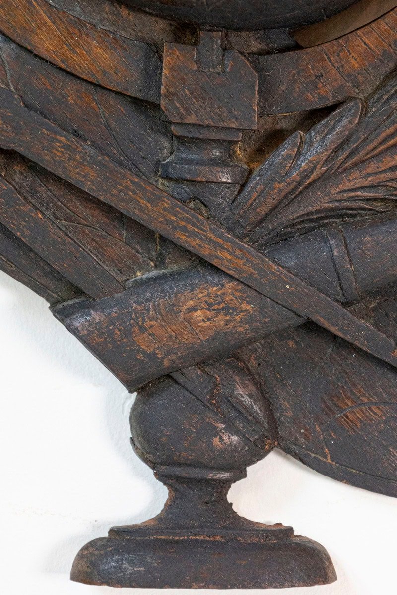 19th Century French Carved Oak Wall Fragment Depicting Scientific Instruments - JAA