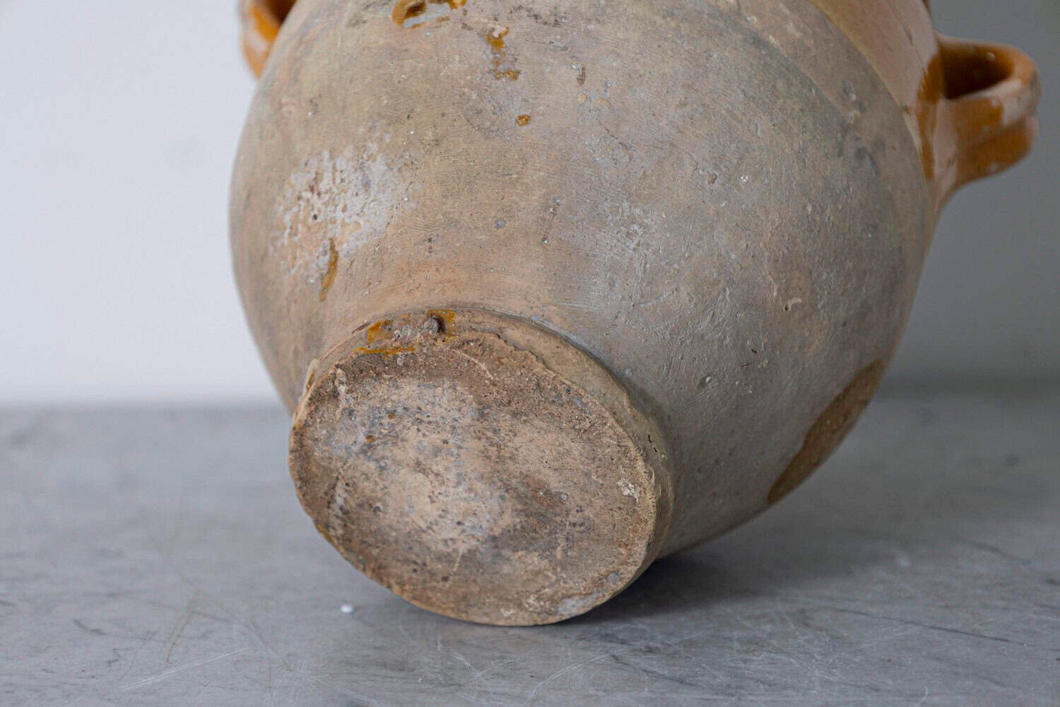 French 19th Century Large Country Glazed Confit Pot with Ochre Yellow Glaze - JAA