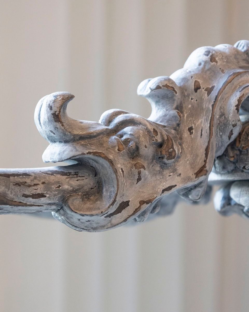 French 20th Century Painted and Carved Wood Chandelier - JAA