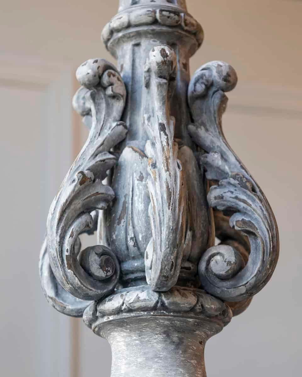 French 20th Century Painted and Carved Wood Chandelier - JAA