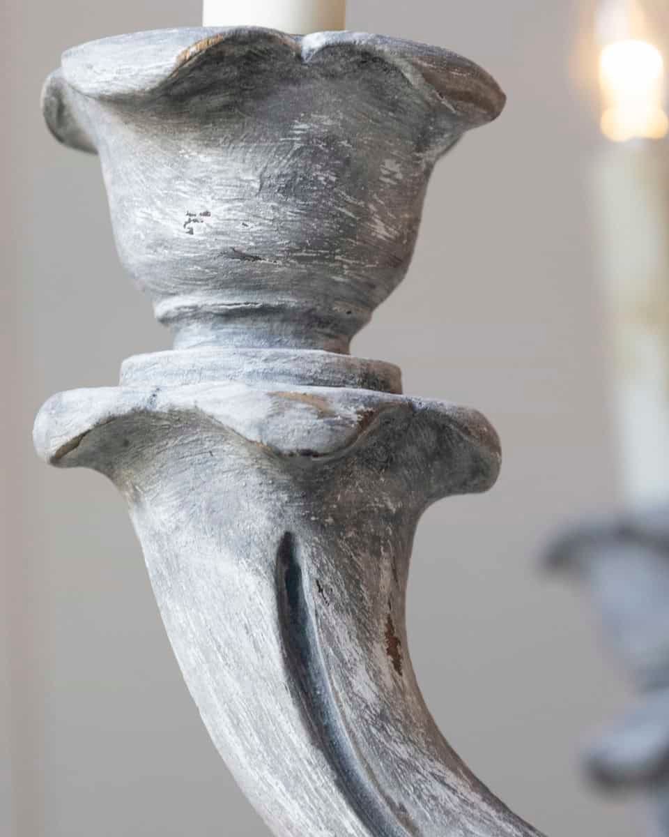 French 20th Century Painted and Carved Wood Chandelier - JAA