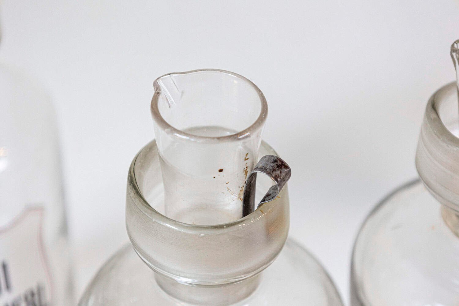 Italian 20th Century Clear Glass Apothecary Pharmacy Jar with Original Italian Label and Stopper - JAA