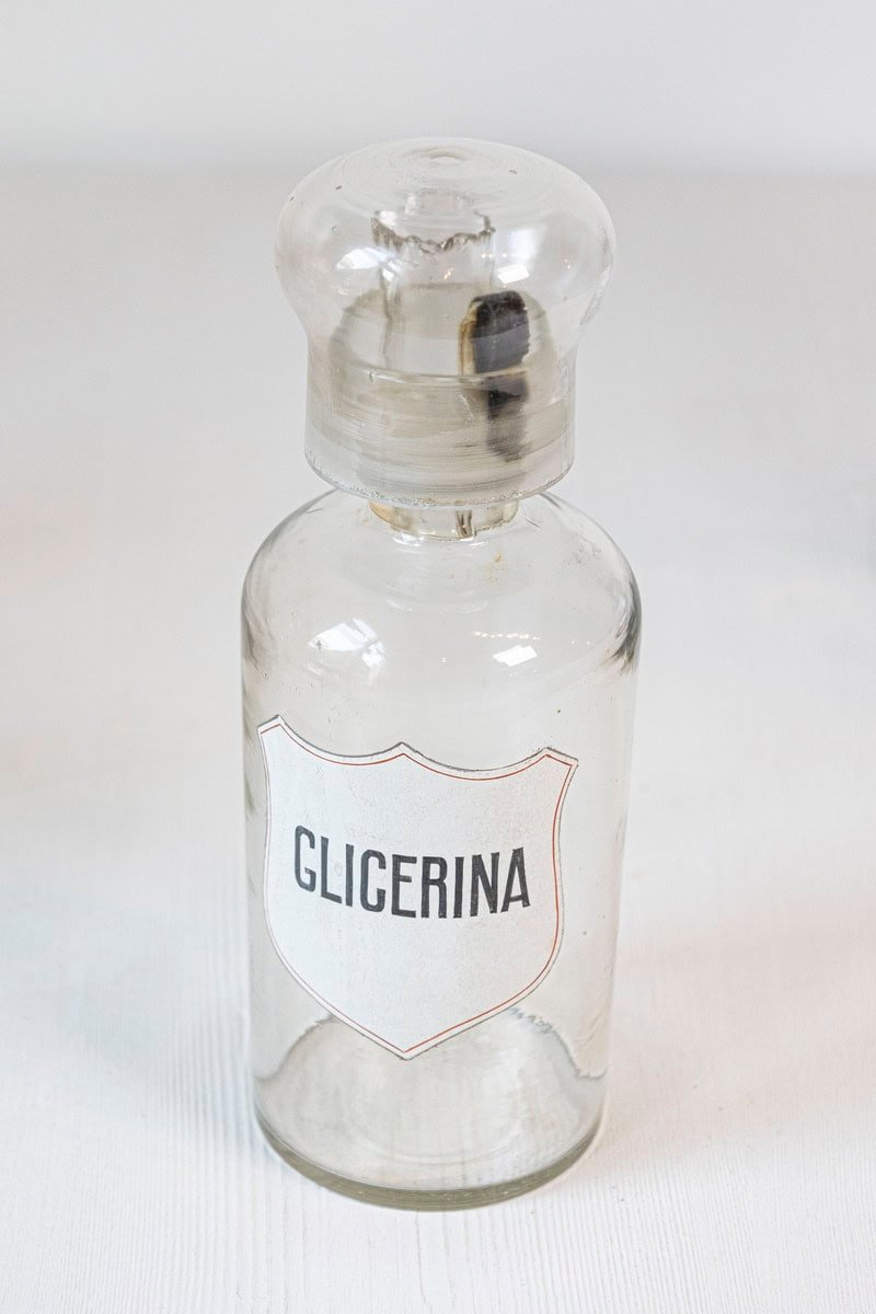 Italian 20th Century Clear Glass Apothecary Pharmacy Jar with Original Italian Label and Stopper - JAA