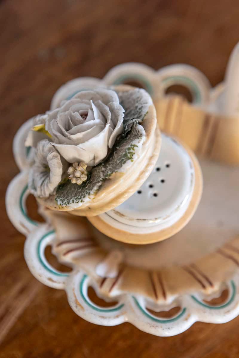 Small Italian 1860s Painted Ceramic Floral Desk Set with Ink and Sand Containers - JAA