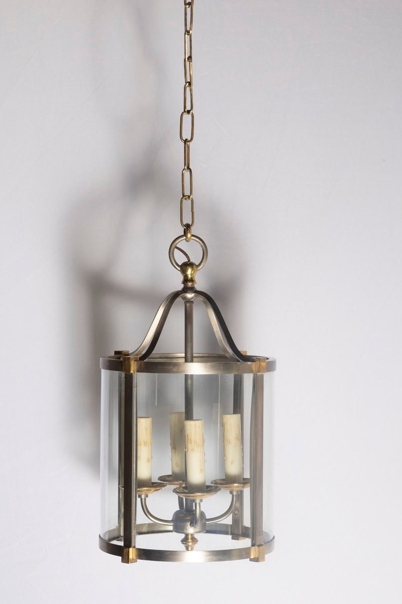 Sophisticated 20th Century French Brass and Nickel Lantern - JAA