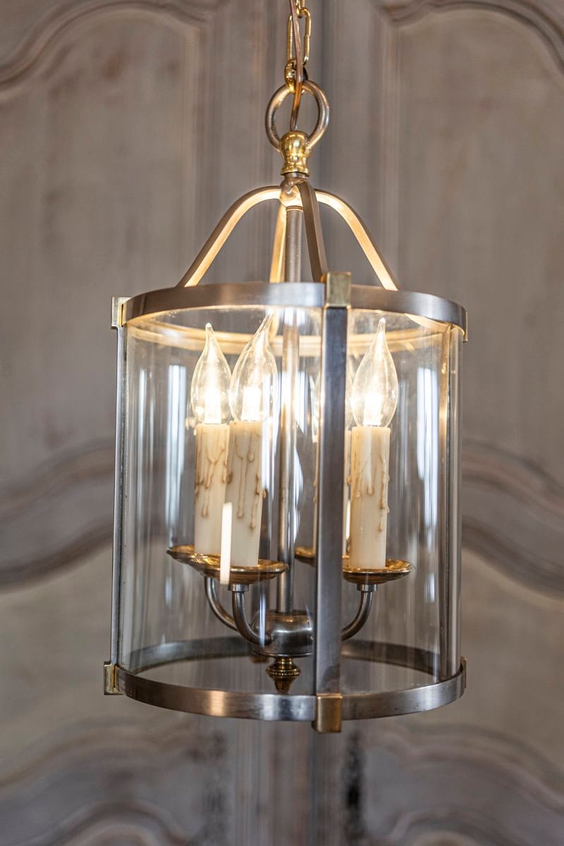 Sophisticated 20th Century French Brass and Nickel Lantern - JAA