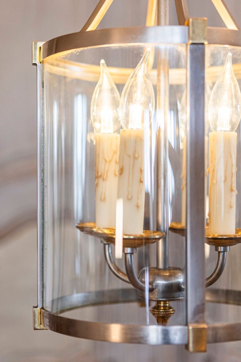 Sophisticated 20th Century French Brass and Nickel Lantern - JAA