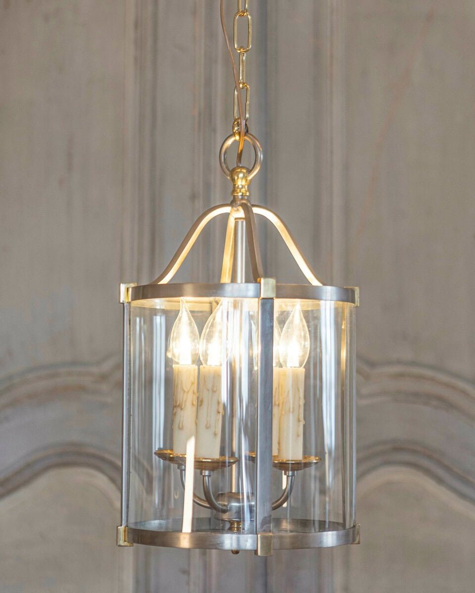 Sophisticated 20th Century French Brass and Nickel Lantern - JAA