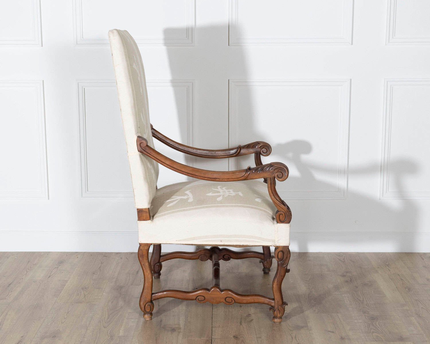 Pair of Large Louis XIII Style Carved Oak Armchairs - JAA