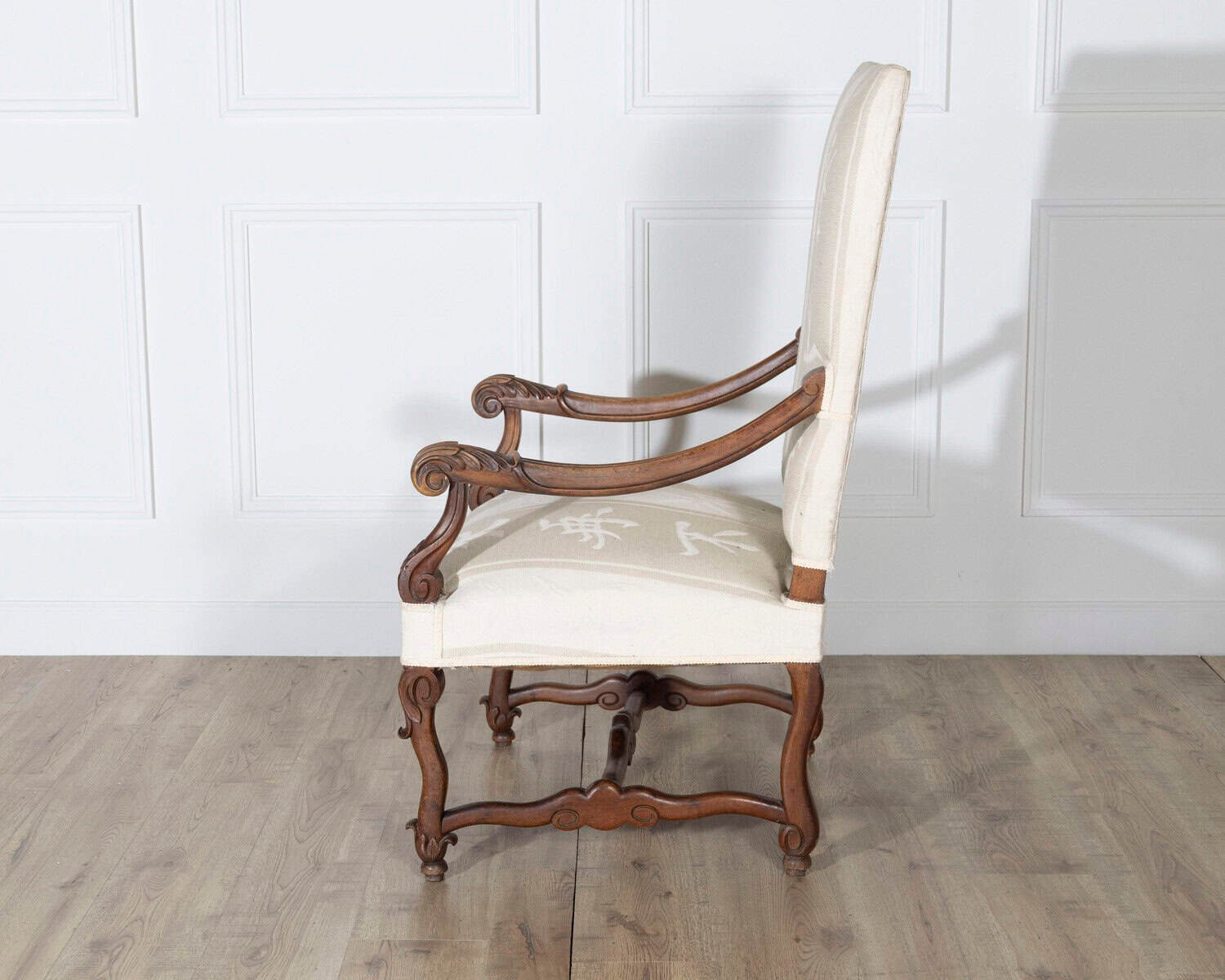 Pair of Large Louis XIII Style Carved Oak Armchairs - JAA