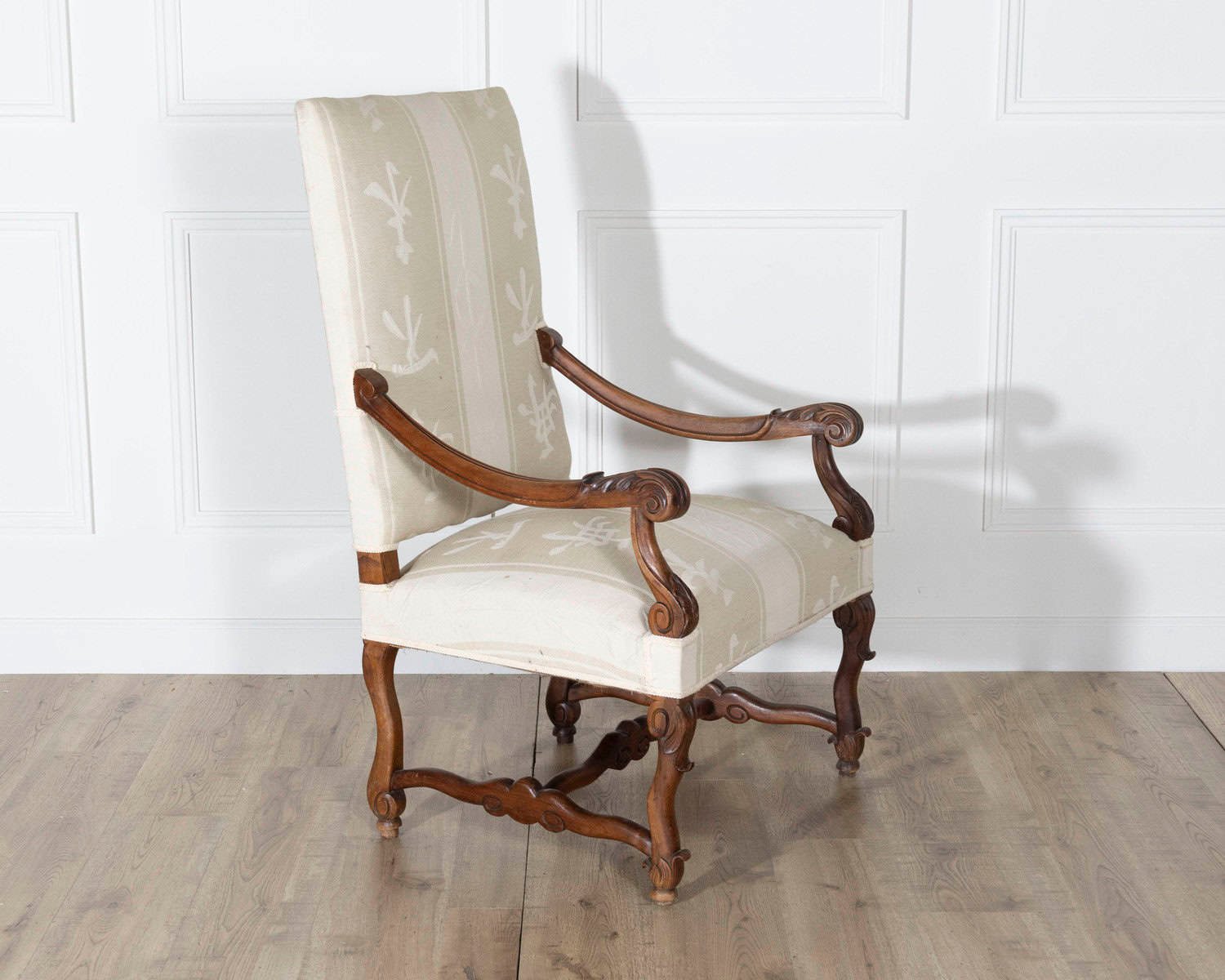 Pair of Large Louis XIII Style Carved Oak Armchairs - JAA