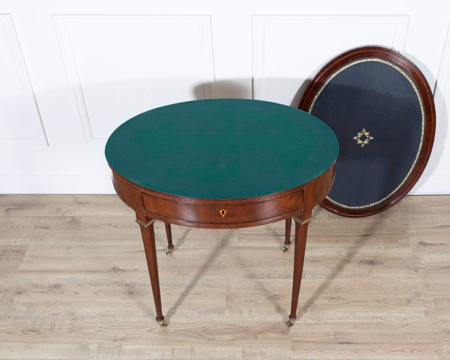 19th Century Louis XVI–Style Multifunction Oval Mahogany Table with Triple Tops - JAA