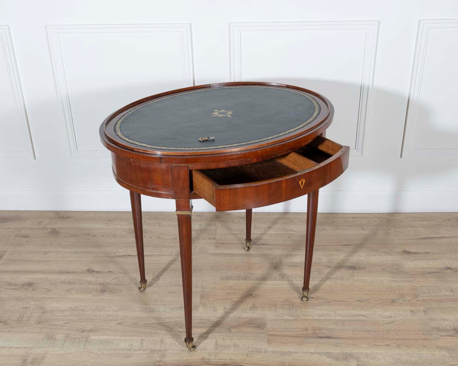 19th Century Louis XVI–Style Multifunction Oval Mahogany Table with Triple Tops - JAA