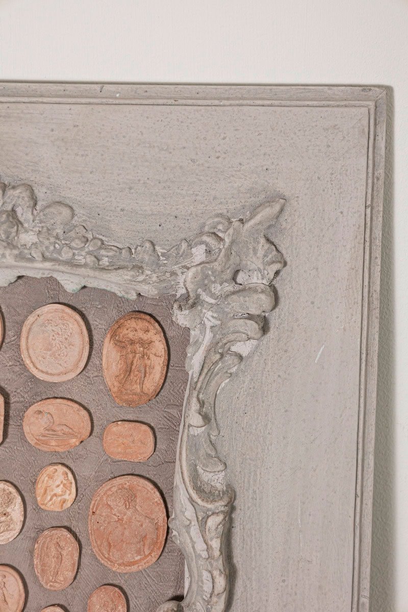 Italian 19th Century Collection of Carved Cameos in Ornate Carved Wood Frame - JAA