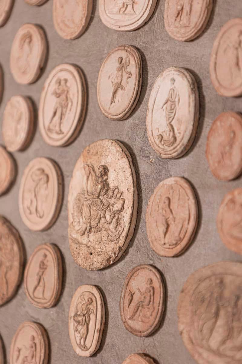 Italian 19th Century Collection of Carved Cameos in Ornate Carved Wood Frame - JAA