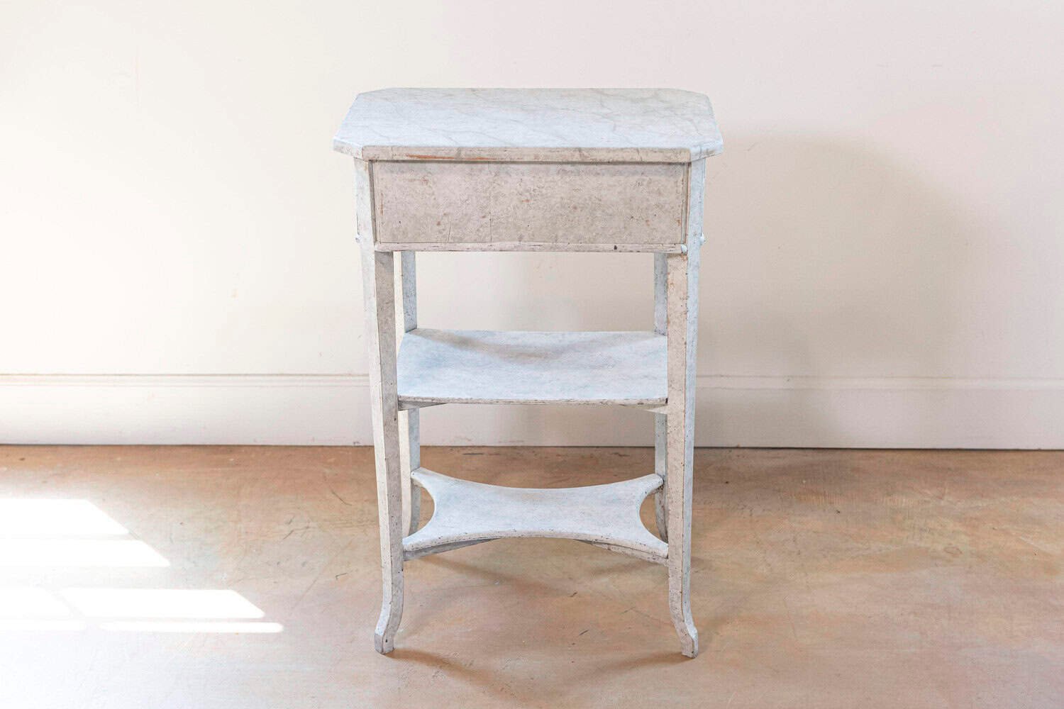 Swedish 1900s Gustavian Style Painted Console Table with Two Drawers and Shelves - JAA