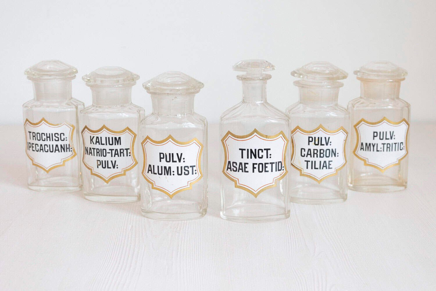 French Louis-Philippe Period 1840s Glass Apothecary Jars with Latin Labels - JAA