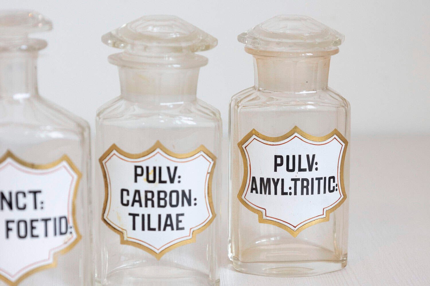 French Louis-Philippe Period 1840s Glass Apothecary Jars with Latin Labels - JAA
