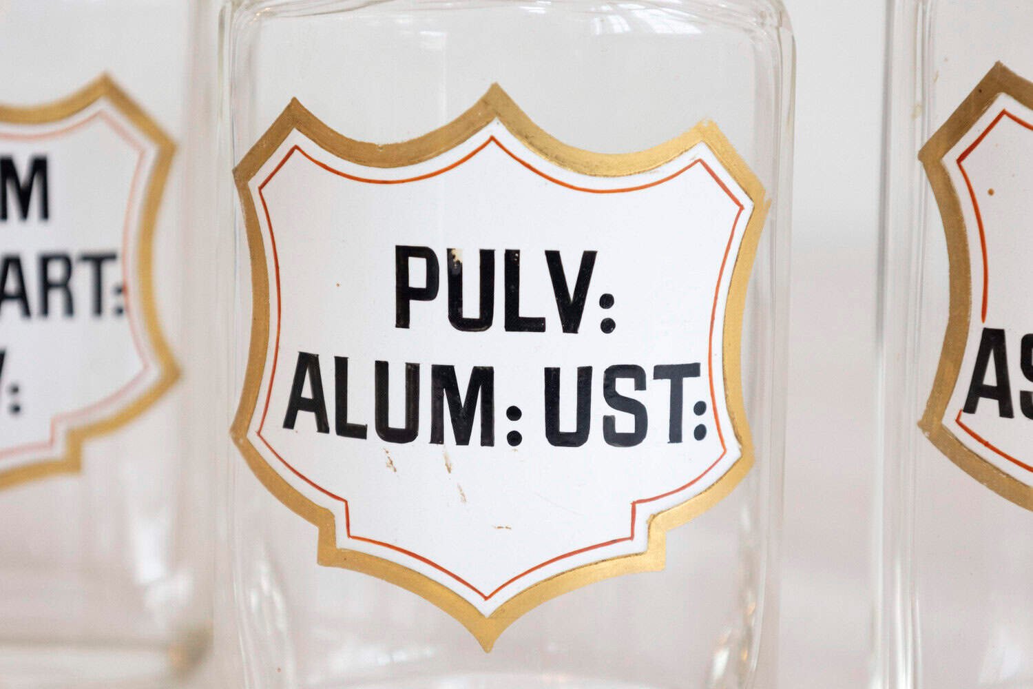 French Louis-Philippe Period 1840s Glass Apothecary Jars with Latin Labels - JAA