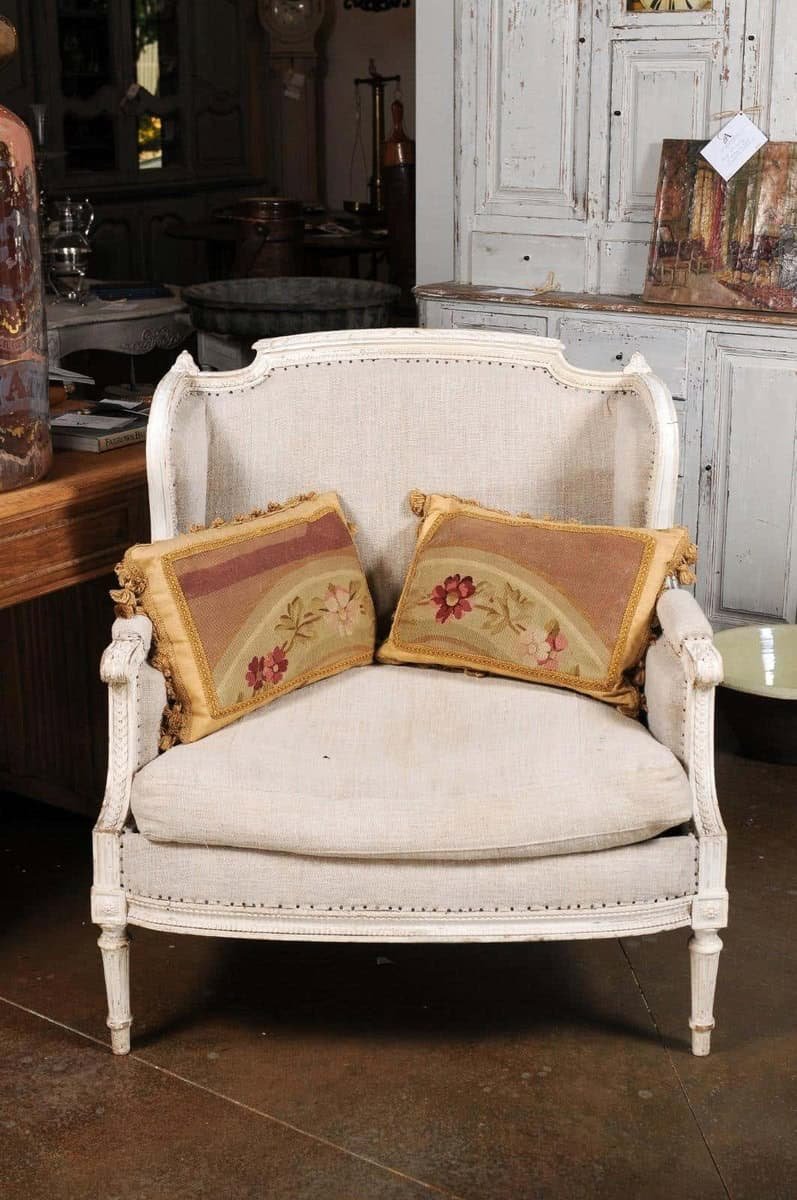 Pair of French 19th Century Aubusson Tapestry Pillows with Flowers and Tassels - JAA