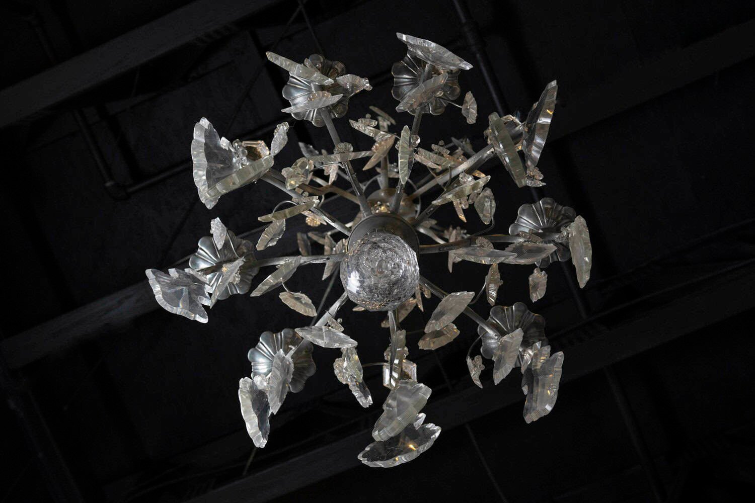 French 19th Century Six-Light Crystal Chandelier with Silvered Iron Armature - JAA