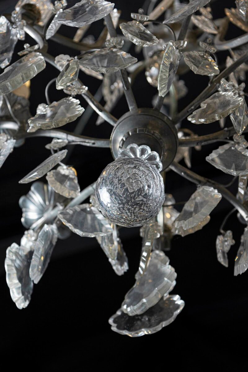 French 19th Century Six-Light Crystal Chandelier with Silvered Iron Armature - JAA